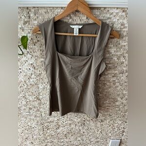 H&M Taupe Square Neck Sleeveless Top